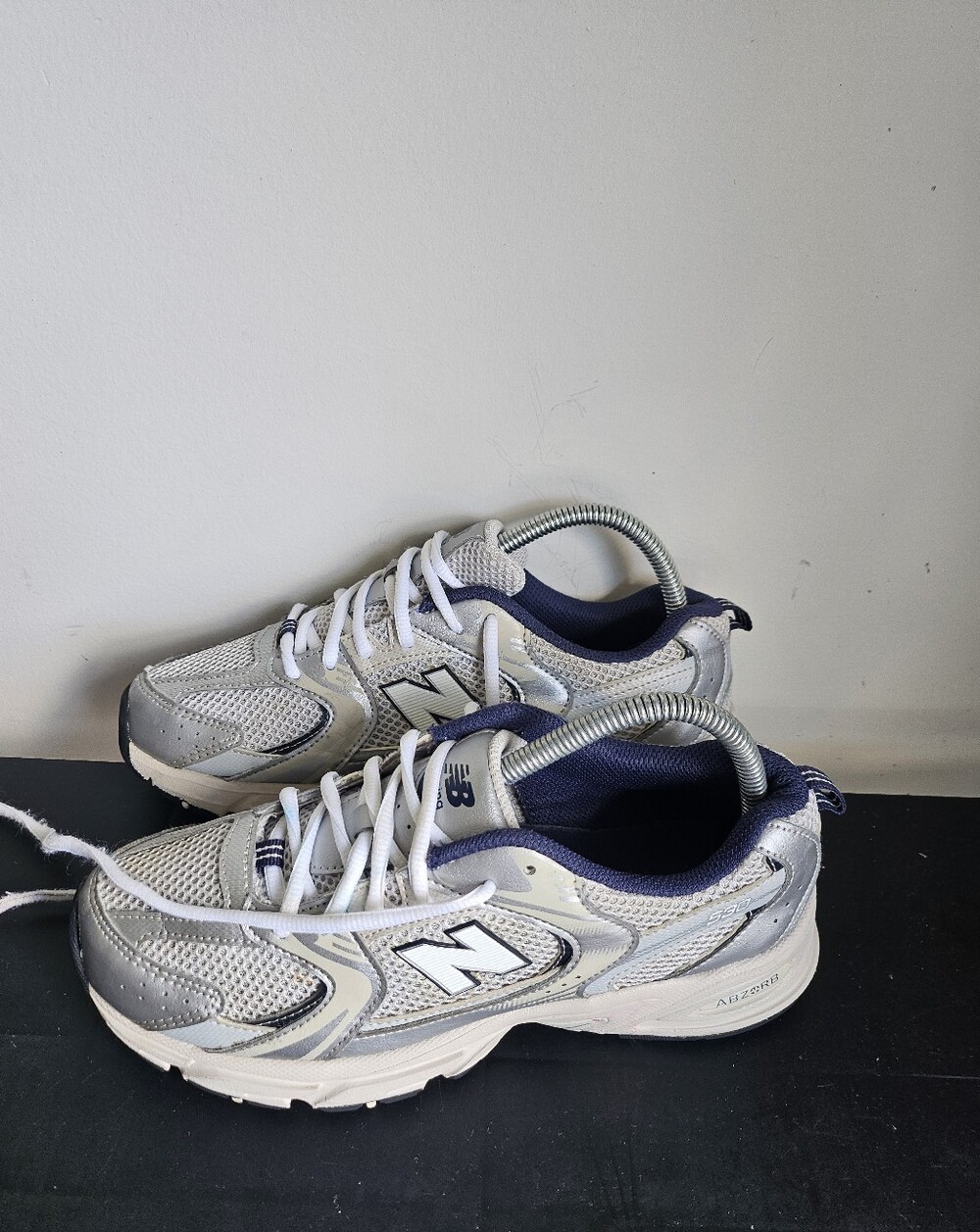 New Balance Men's Silver/Navy Running Shoes